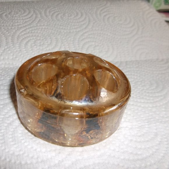 vintage carnival glass flower frog